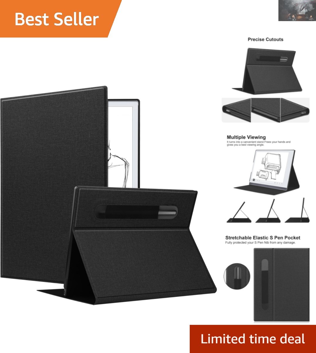 Lightweight Hard Shell Protective Cover for Remarkable 2 Tablet 10.3" - Black