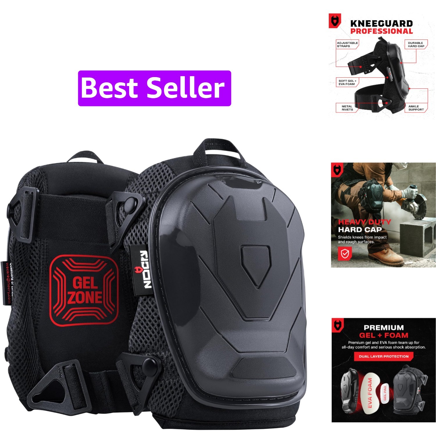 Professional Construction Knee Pads for Men and Women with Non-Slip Heavy Dut...