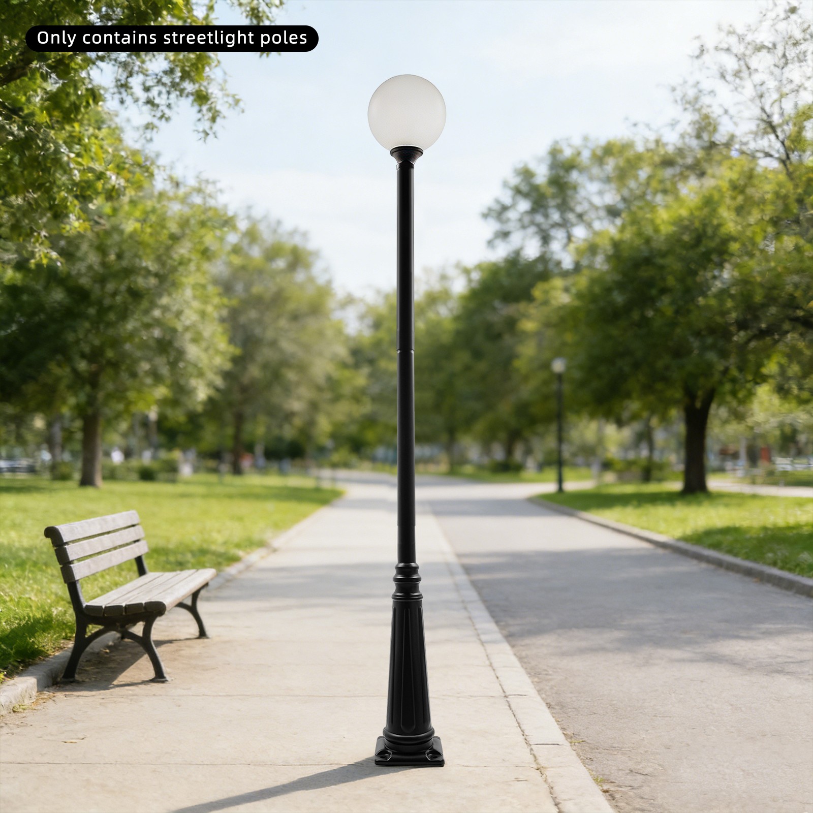 3.8 Meters Outdoor Split-type Light Post With Sturdy Ground Cage For Sidewalks