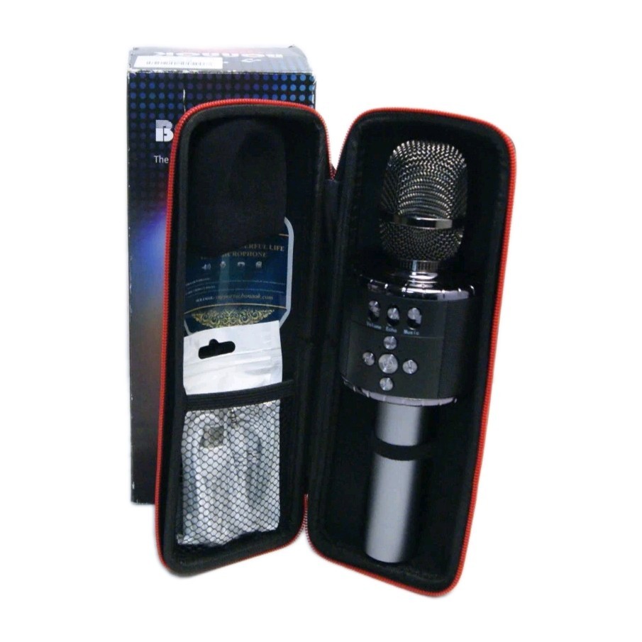 BONAOK Bluetooth Karaoke Microphone – Wireless Handheld Mic LED Lights Open Box