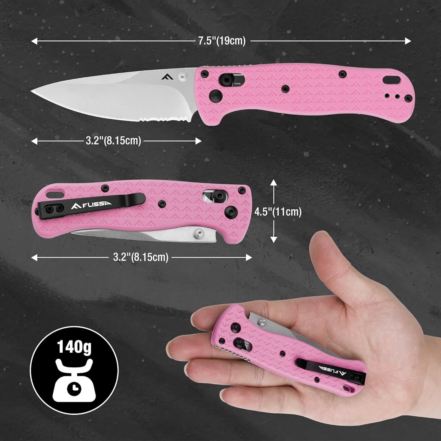 FLISSA 4.5" Folding Pocket Knife Multi-color Lightweight with Axis Lock