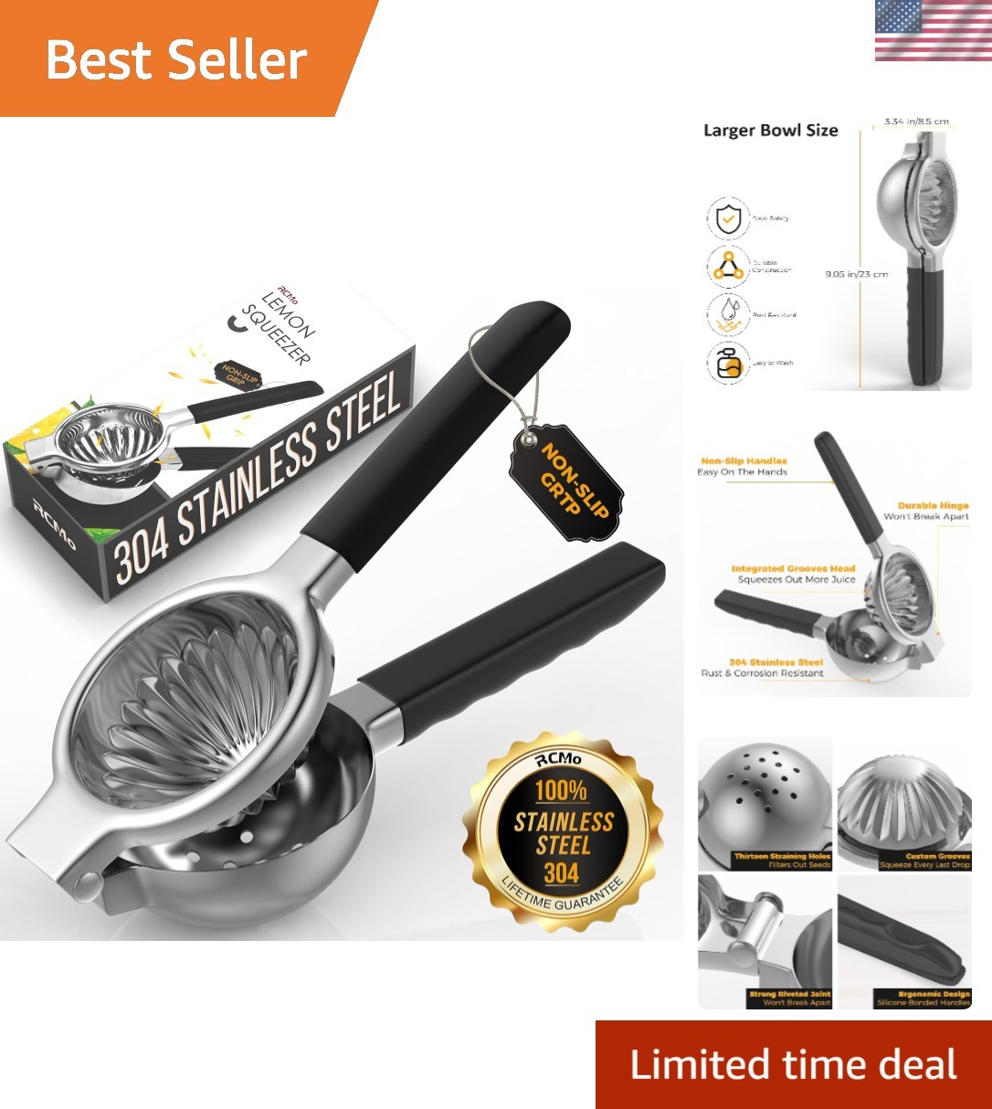 Large Manual Citrus Press Juicer - Ergonomic Design for Maximum Juice Yield