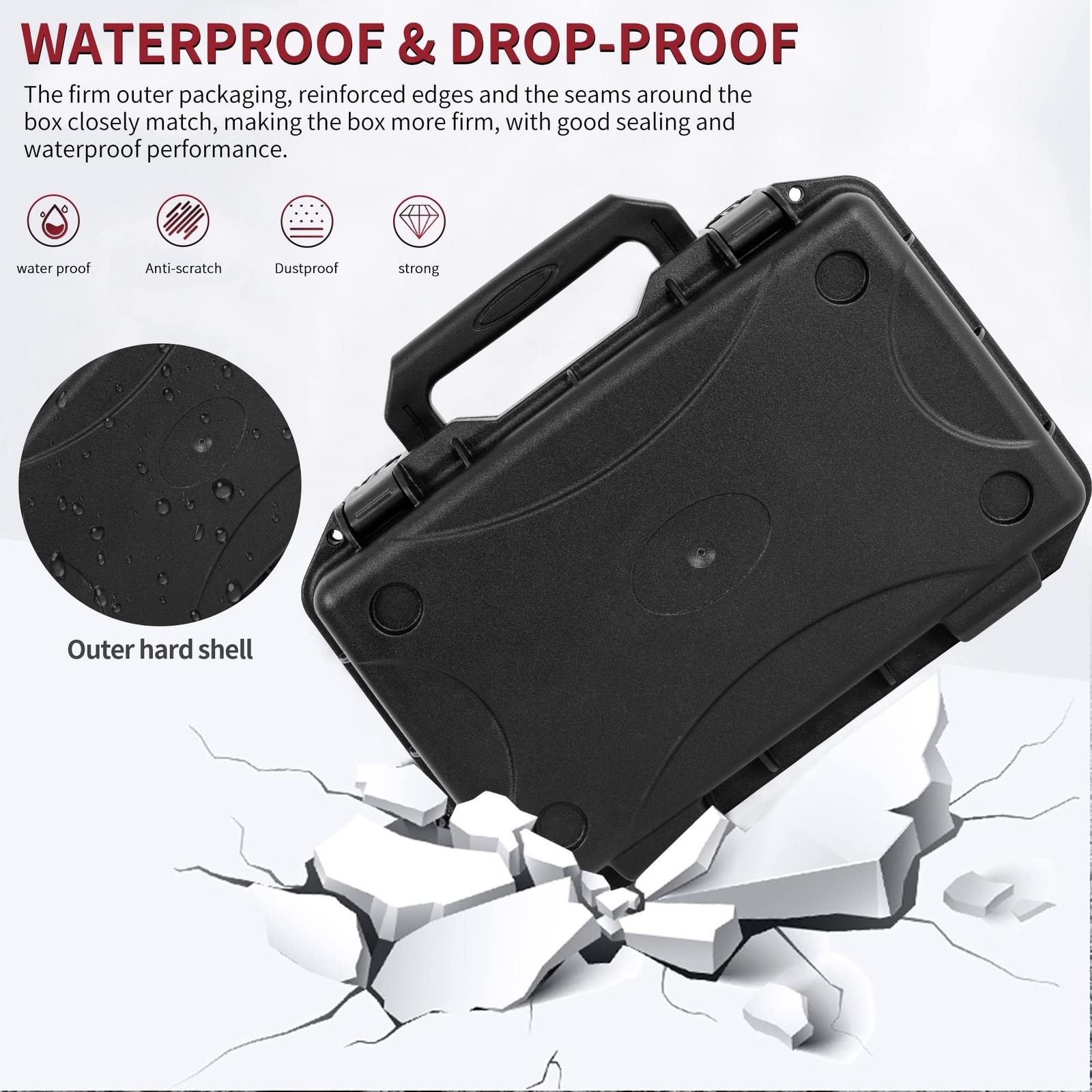 Waterproof Hard Carrying Case,Shockproof Storage Box with Customizable Foam,1...