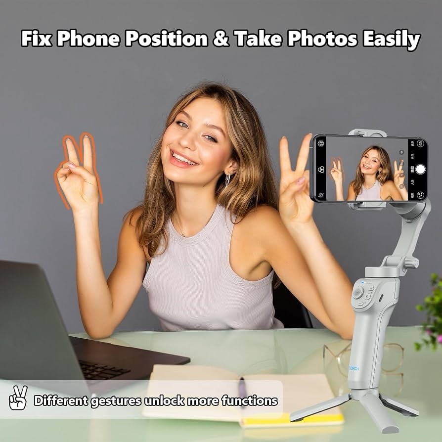 3-Axis Gimbal Stabilizer for iPhone&Android with Adjustable Fill Light, AI Track
