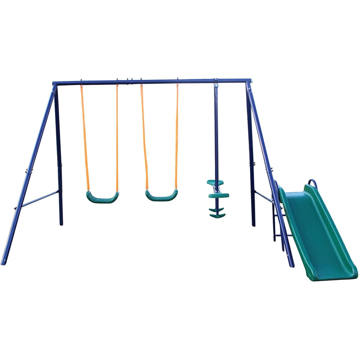 11.5×6FT Kids Toddler Children Outdoor Sport Metal Swing Set w Slide Glider