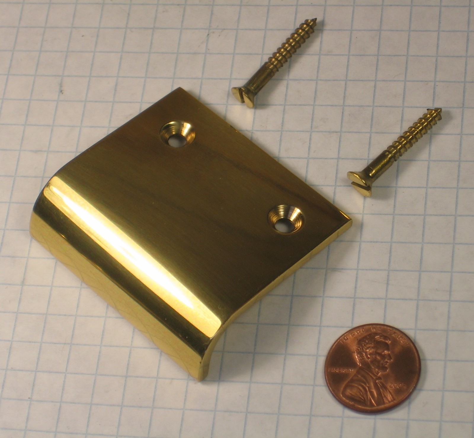 RAJACK #727 EDGE PULL, 2" WIDTH, 1/8" THICKNESS, SOLID BRASS, POLISHED FINISH