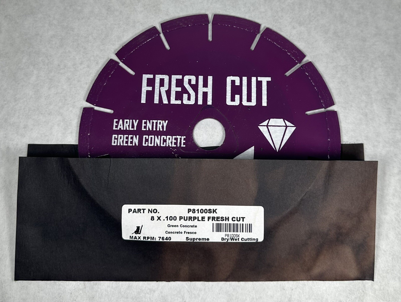 NEW Fresh Cut P8100SK 8” x .100" Purple Fresh Cut, Green Concrete, 7640 RPM