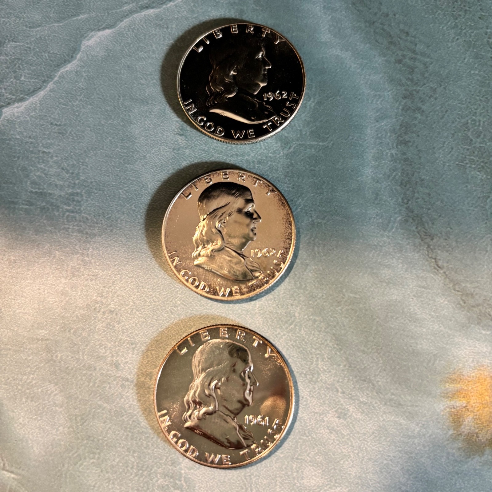 1961 Franklin Proof Half-Dollar - Uncirculated 90% SILVER Lot of 3