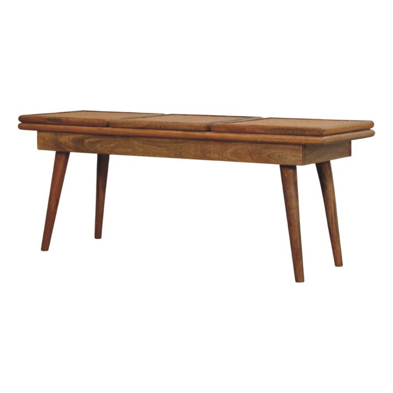 Larissa Oak-ish Triple Accent Cane Bench