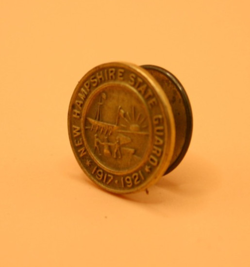 1917 - 1921 New Hampshire State Guard 0.5" Brass Screw Style Pin Lapel Hat