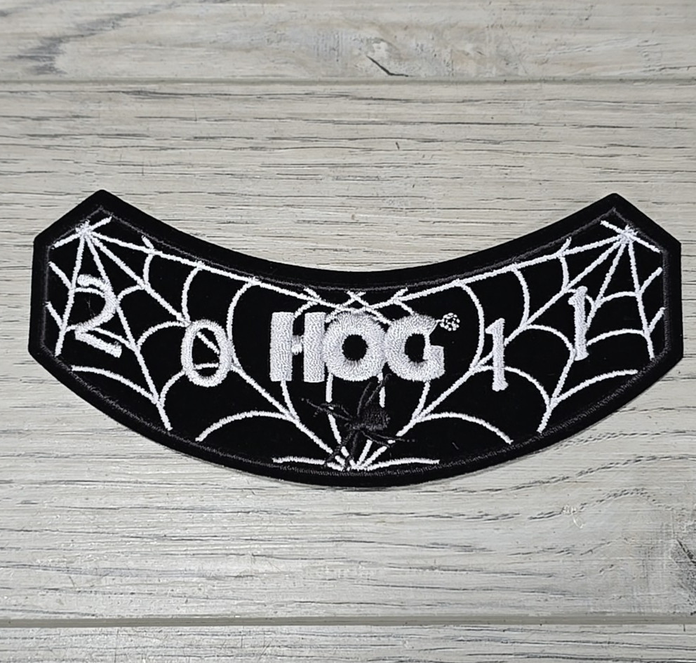Harley Davidson HOG 2011 Rocker Patch Spider Web Halloween Black White Embroider