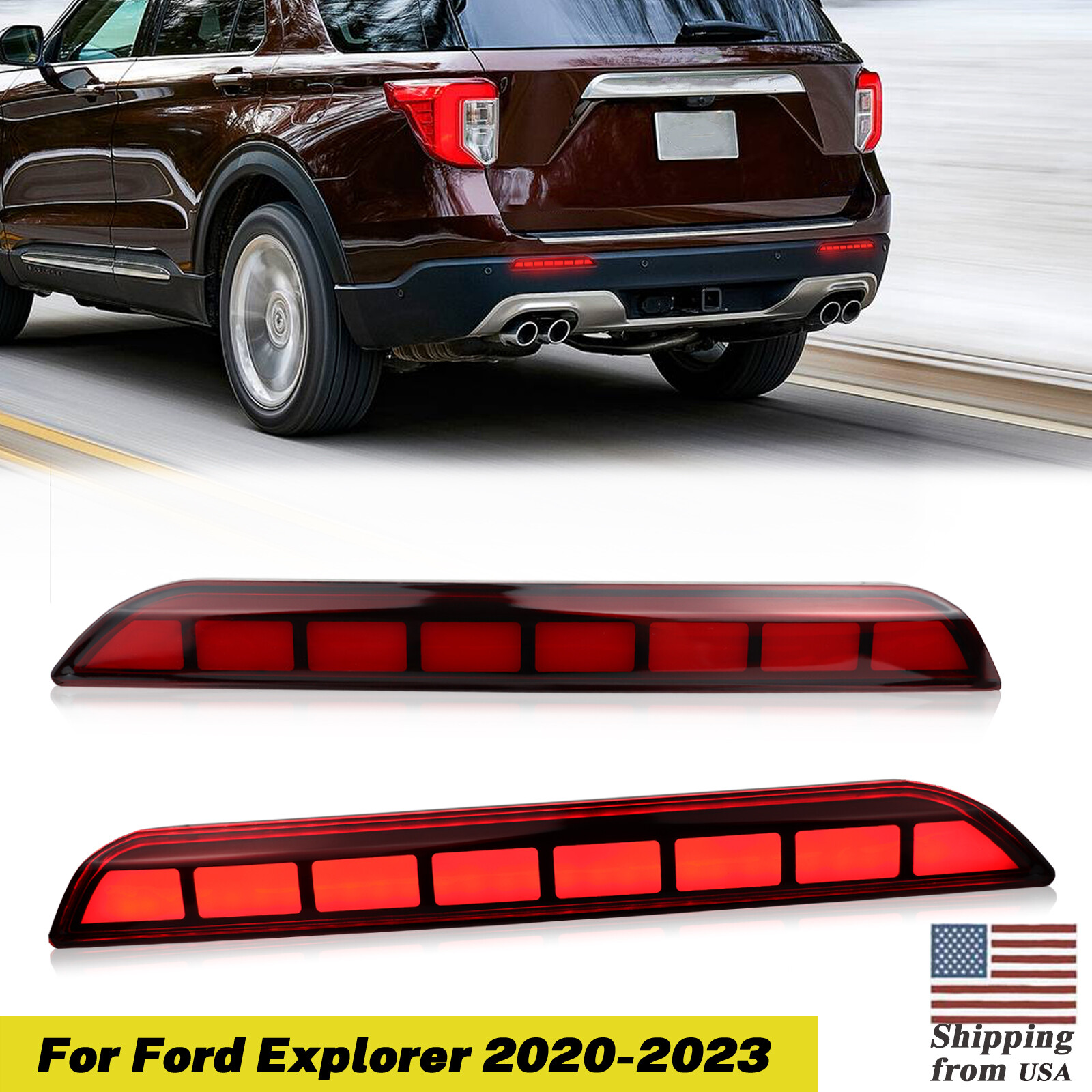 Red Tail Light Rear Bumper Reflector Turn Signal L for Ford Explorer 2020-2025