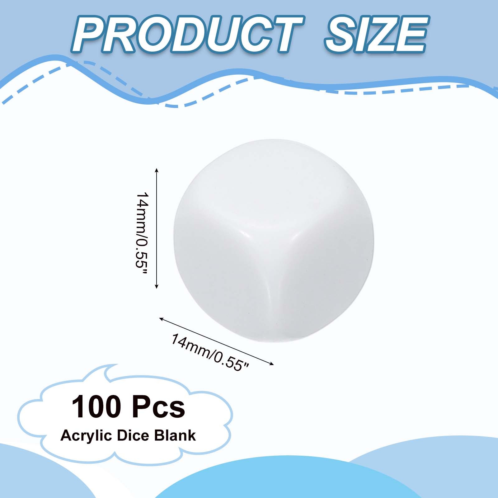14 mm Dice Blank 100 Pcs Rounded Corner with Smoothed Surface White