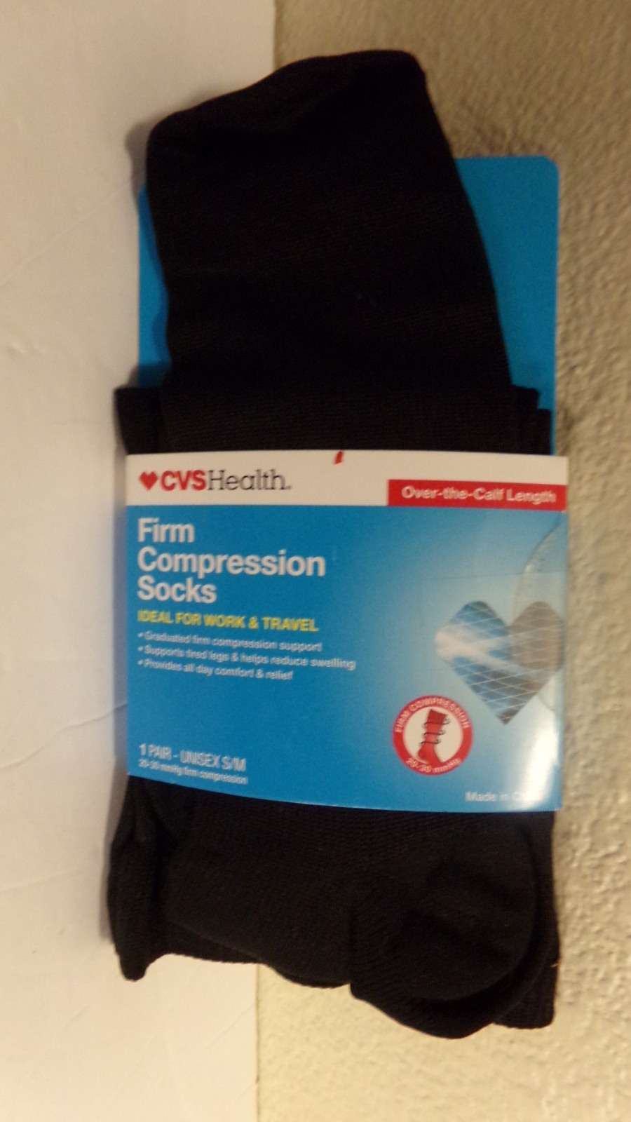 CVS Firm Compression Socks Unisex S/M Black New 20-30 mmHG Over the Calf