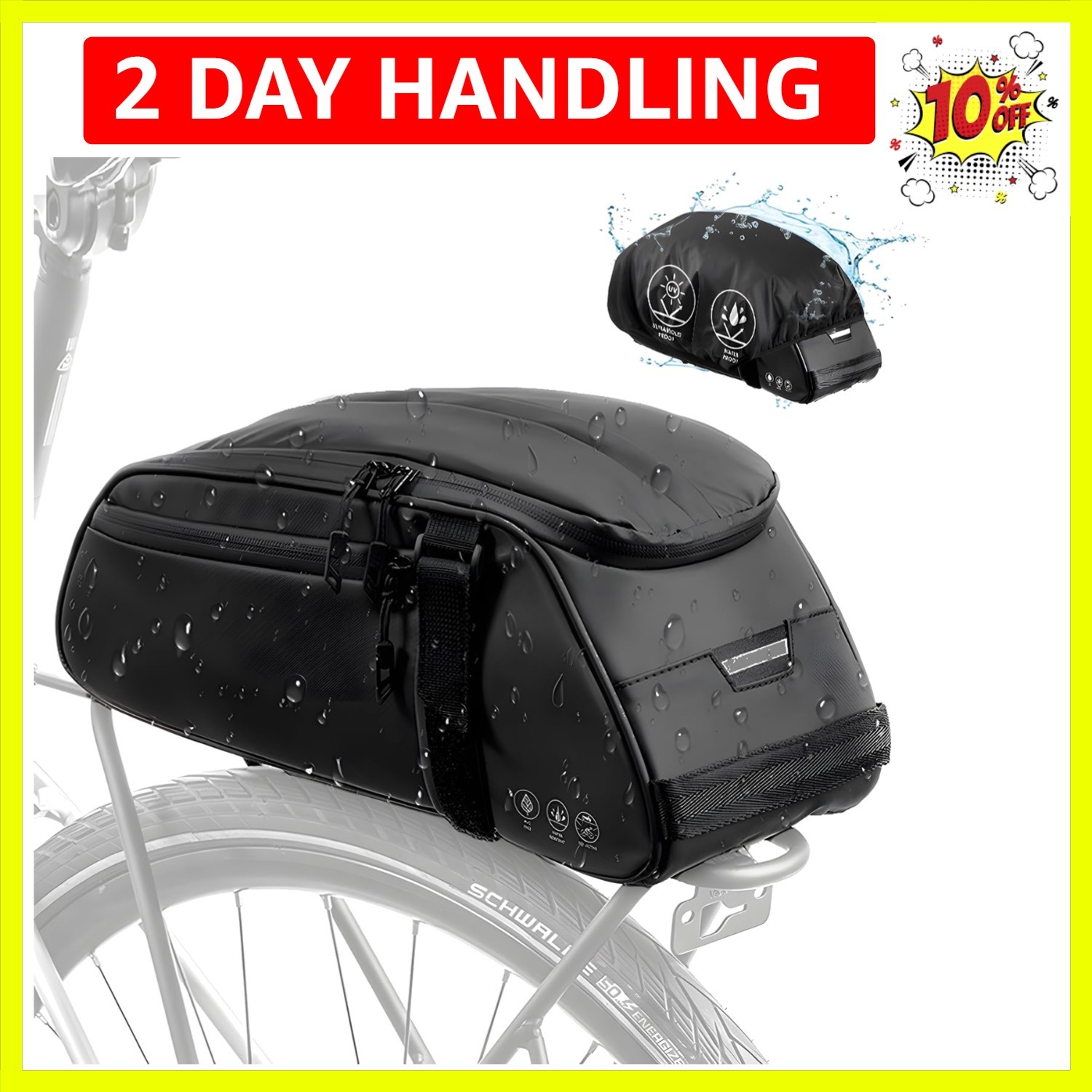 Reflective Rear Rack Bag, Water Resistant Bike Saddle Bag Panniers for Bicycl...