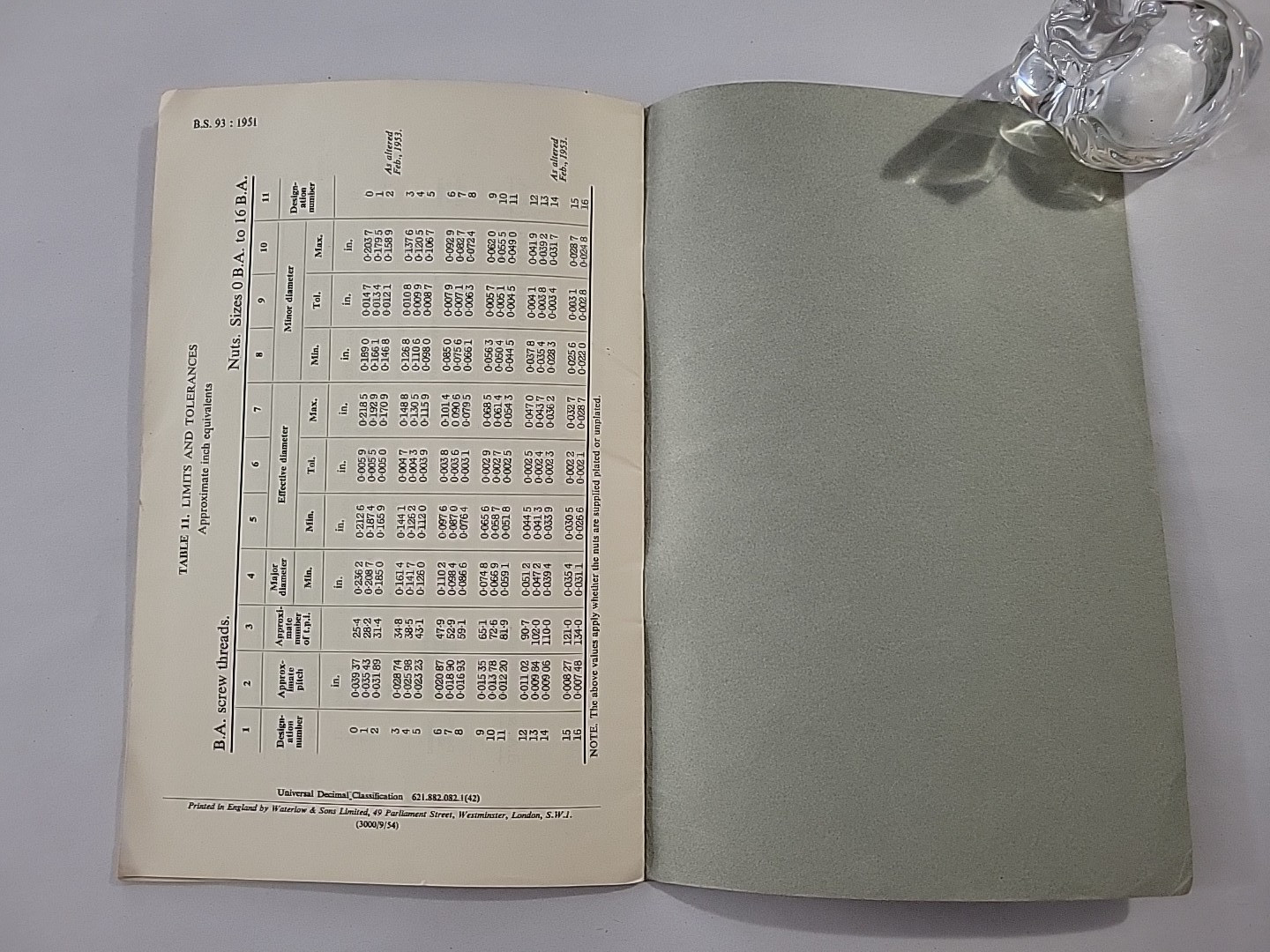 Lot 4 1950s British Standard Screw Thread Brochures