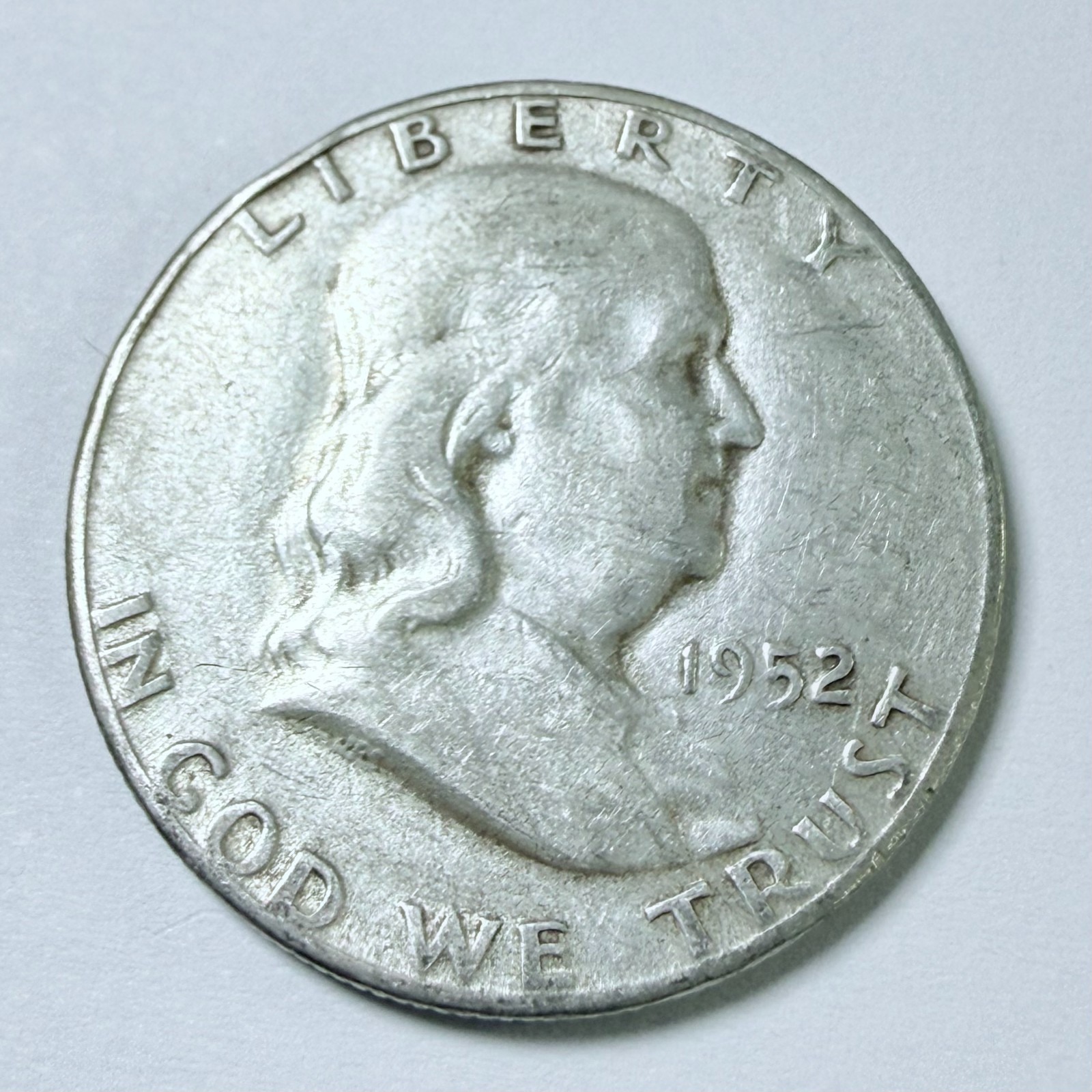 1952-S FRANKLIN HALF DOLLAR, 90% SILVER, VERY FINE DETAILS #9917