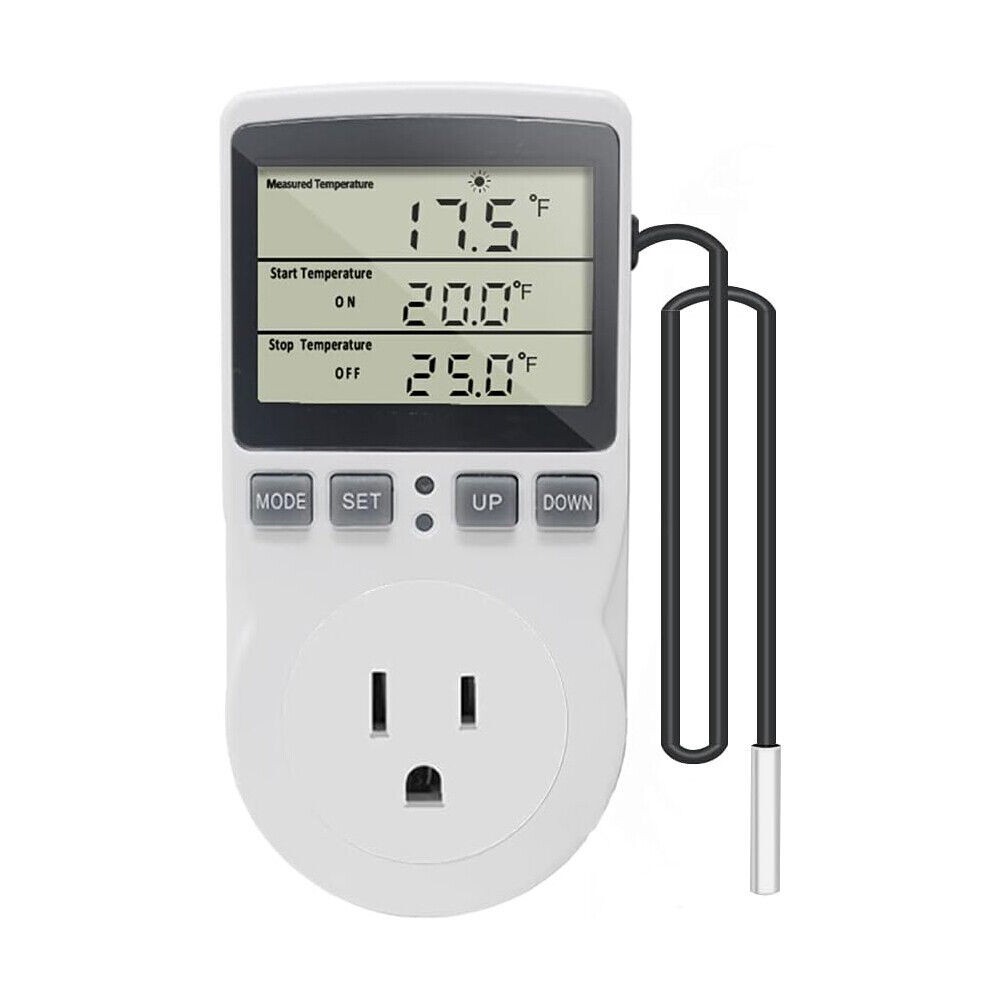 Digital Thermostat Outlet Plug Temperature Controller Heating Cooling with Probe