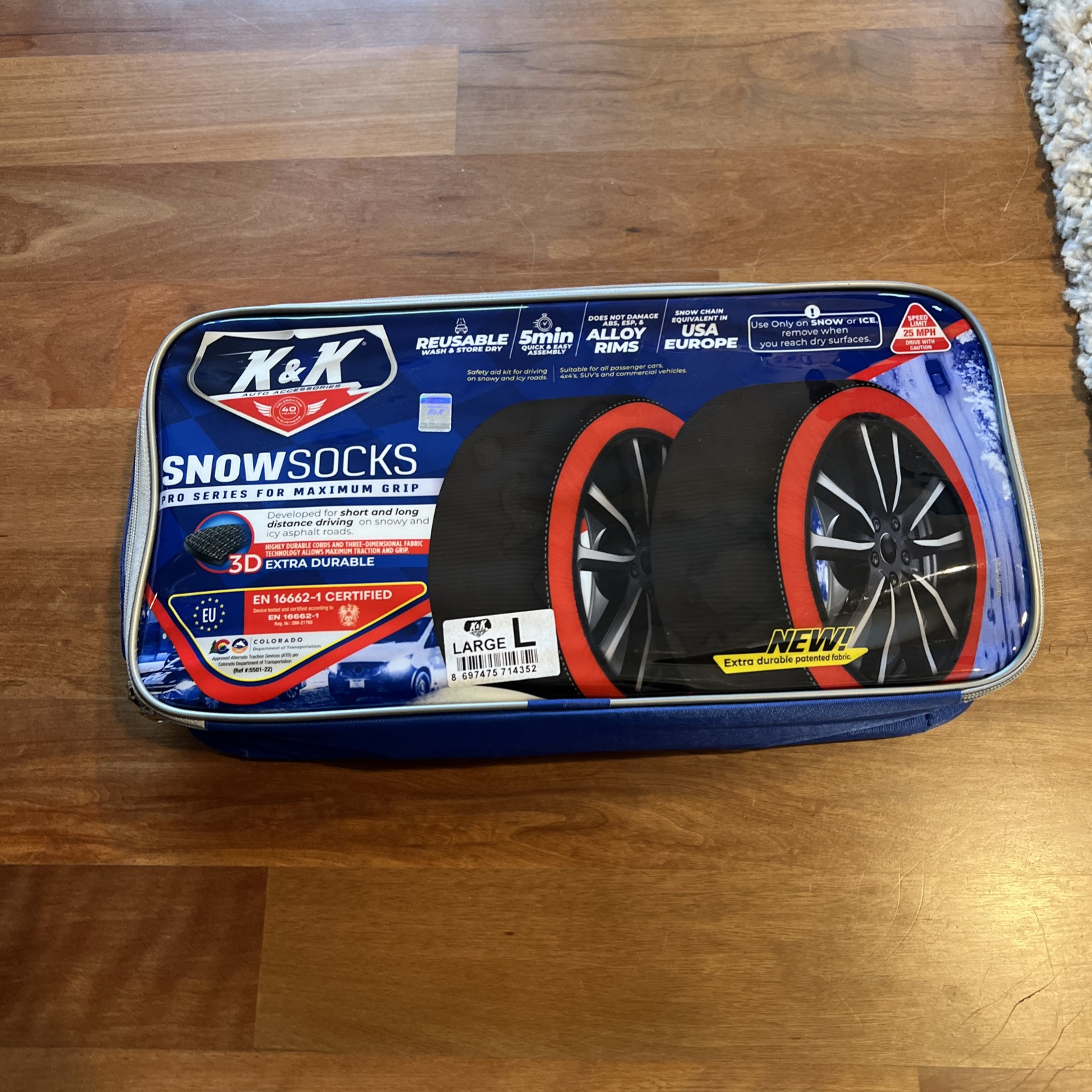 K&K Tire Snow Socks; Size Large, Ultra Grip Series, Brand New