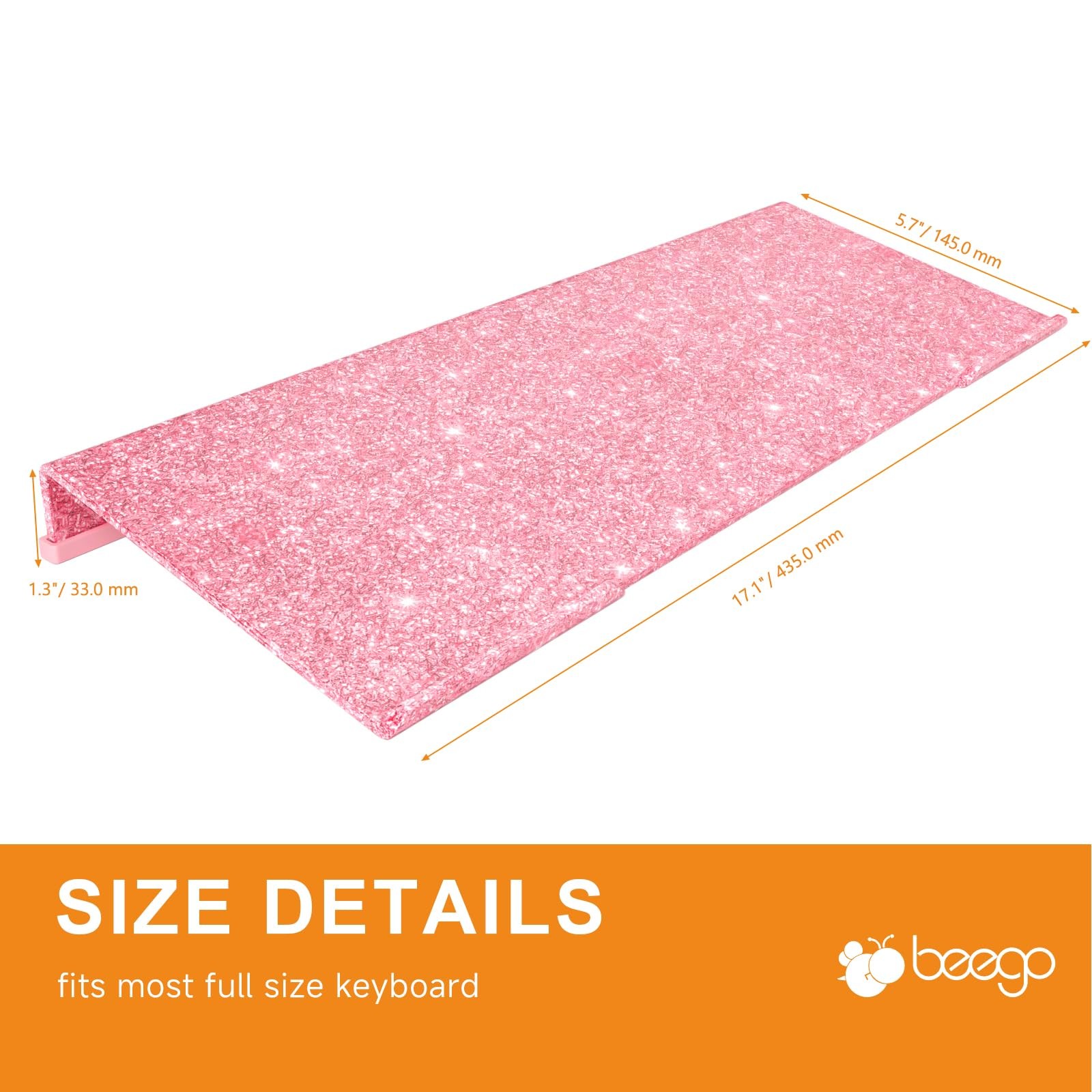 BEEGO Ergonomic Computer Keyboard Stand - Glitter Pink Acrylic Keyboard Riser...