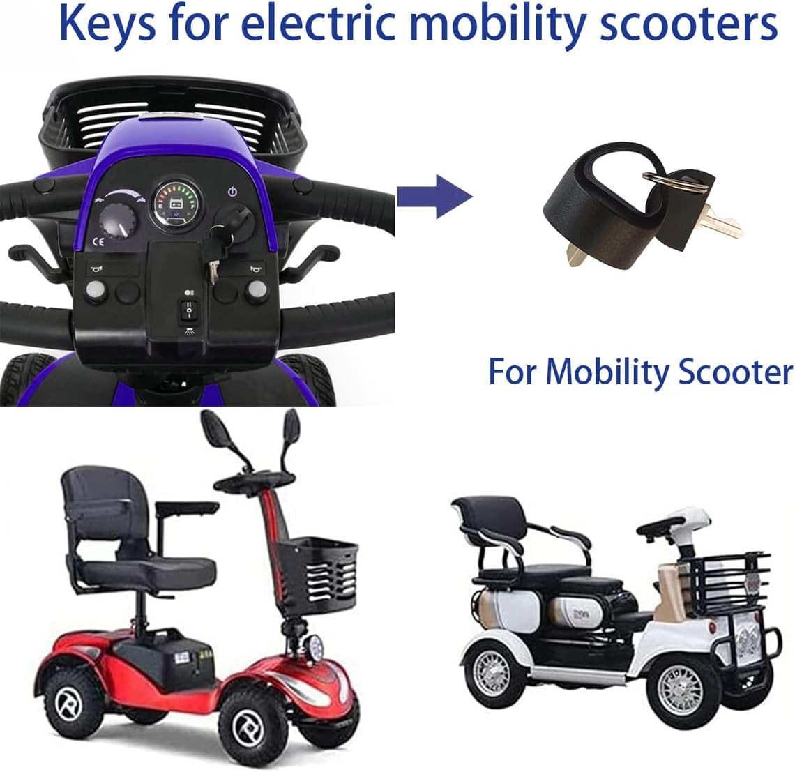 Pride Mobility Scooter Replacement Key Set Compatible with Go-Go Elite Traveller