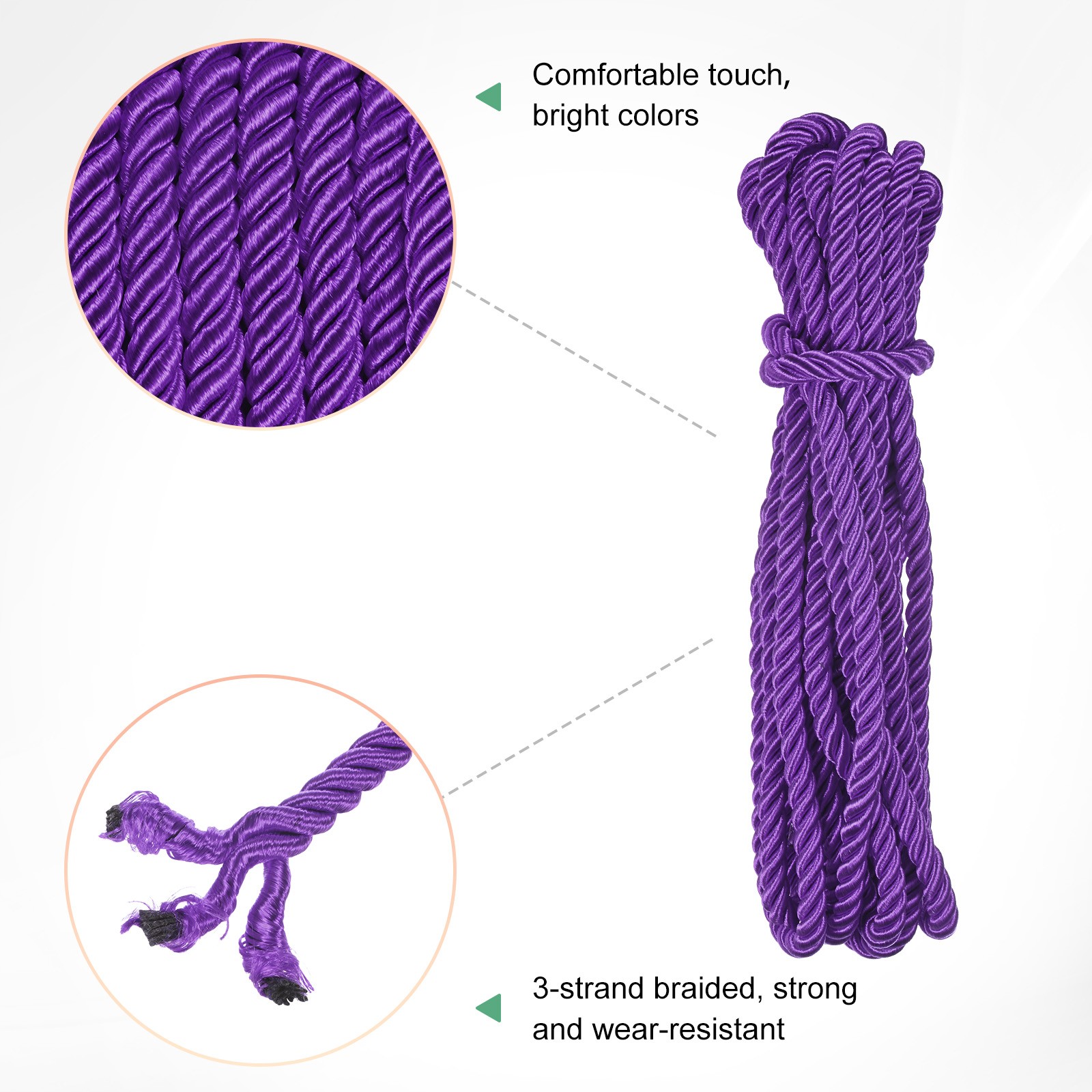 5 Yards Soft Twisted Rope Trim, 8mm Dark Purple Polyester Cord for DIY Craft