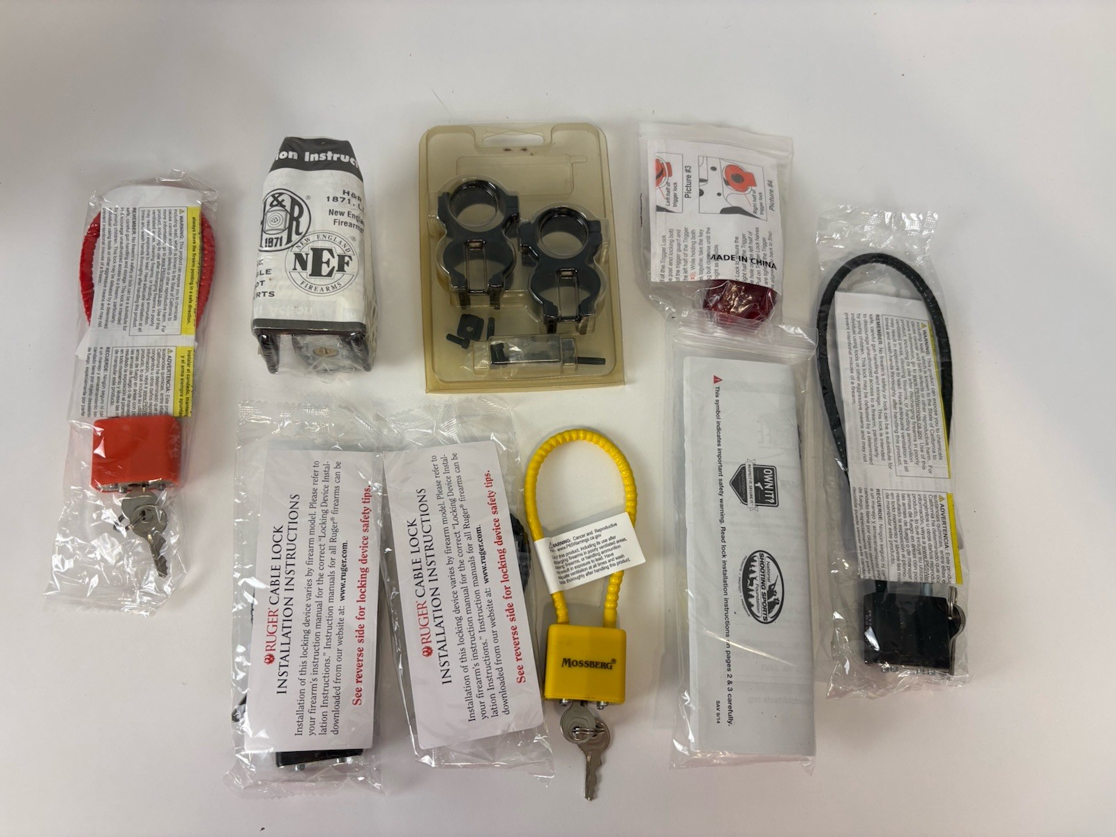 Lot Of 8 Gun Weapon Safety Cable Locks Ruger Mossberg Etc. Project Childsafe NEW