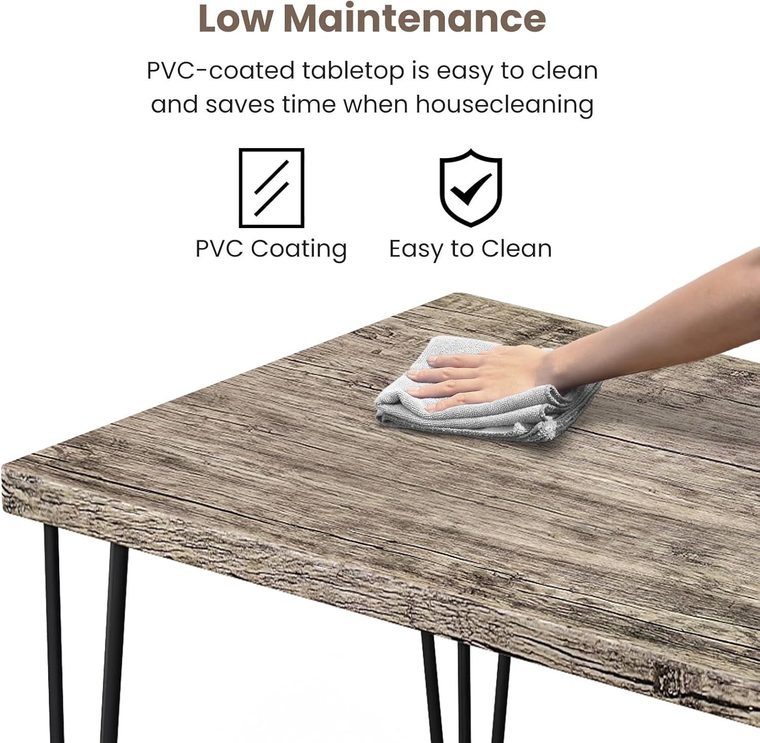 3-Piece Dining Table Set - Space-Saving Kitchen Table with 2 Chairs, Easy Assemb