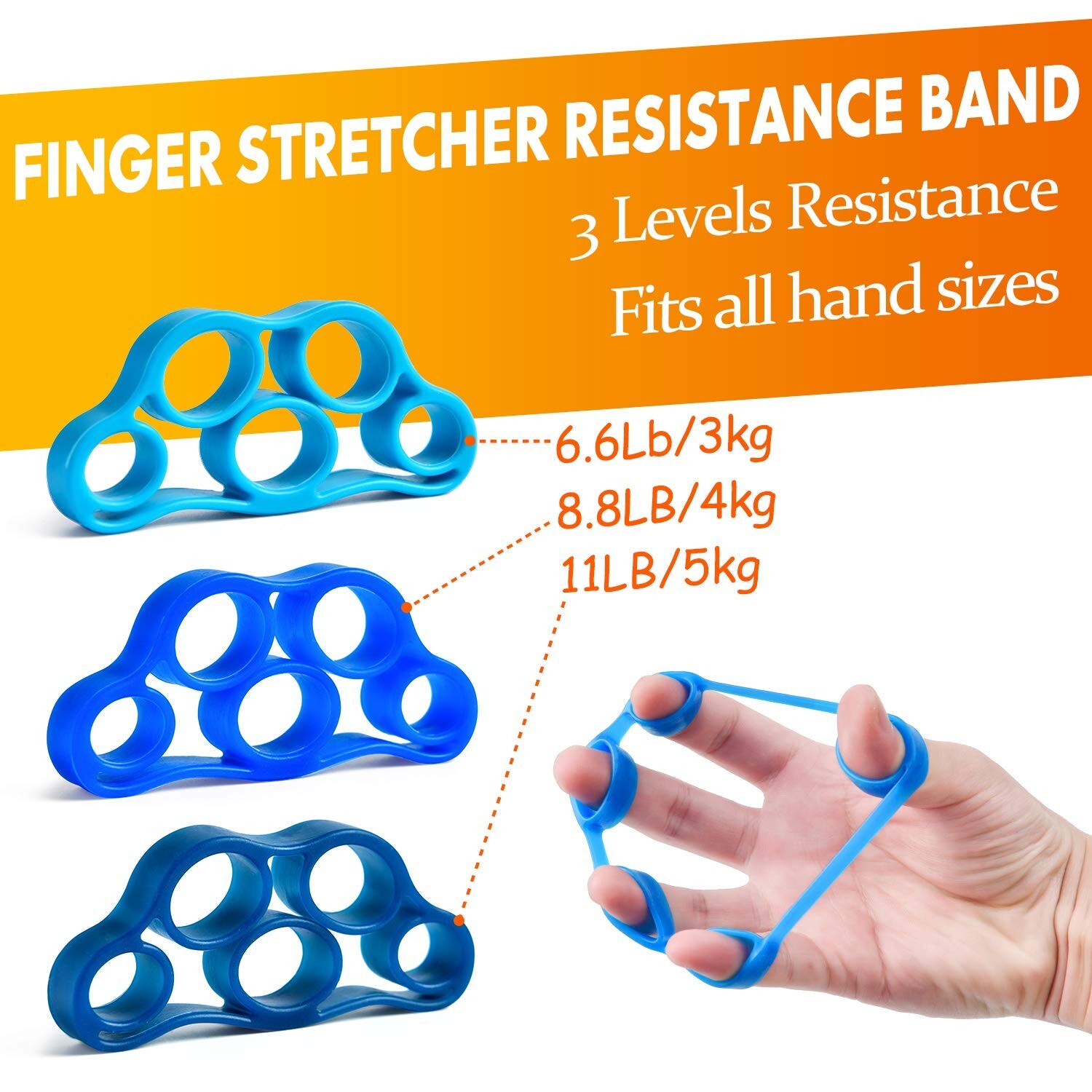Grip Strength Trainer 7 Pack Adjustable Hand Gripper, Finger Stretcher Resist...
