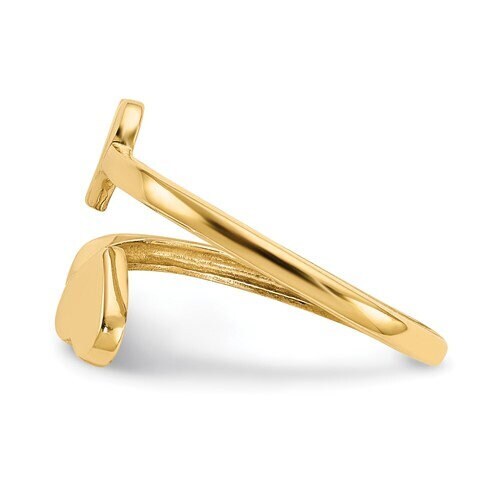 Solid 10K or 14K Yellow Gold Double Polished Heart Adjustable Toe Ring - Gold