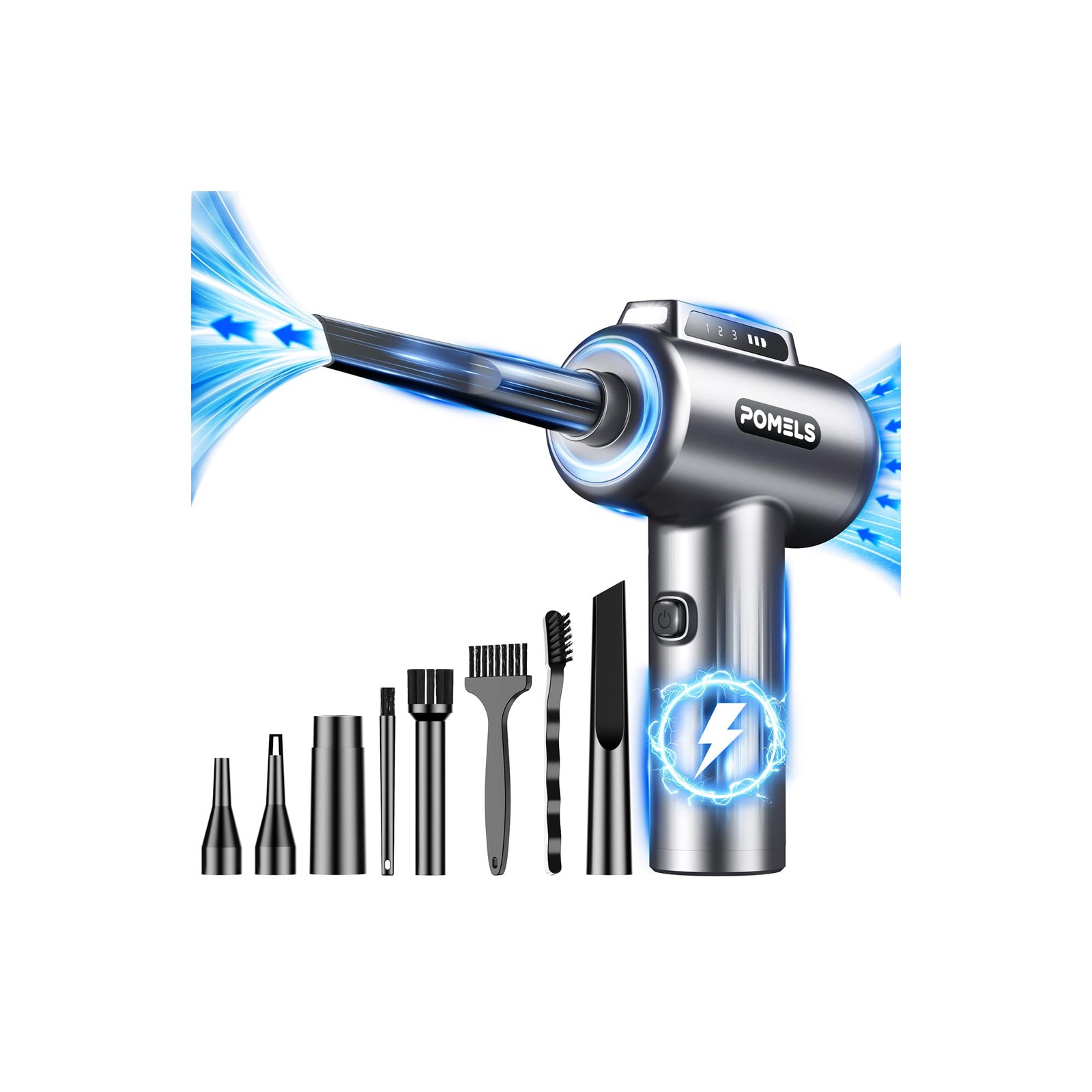 Compressed Air Duster, 110000RPM Ultra-Powerful Electric Air Duster with LED ...