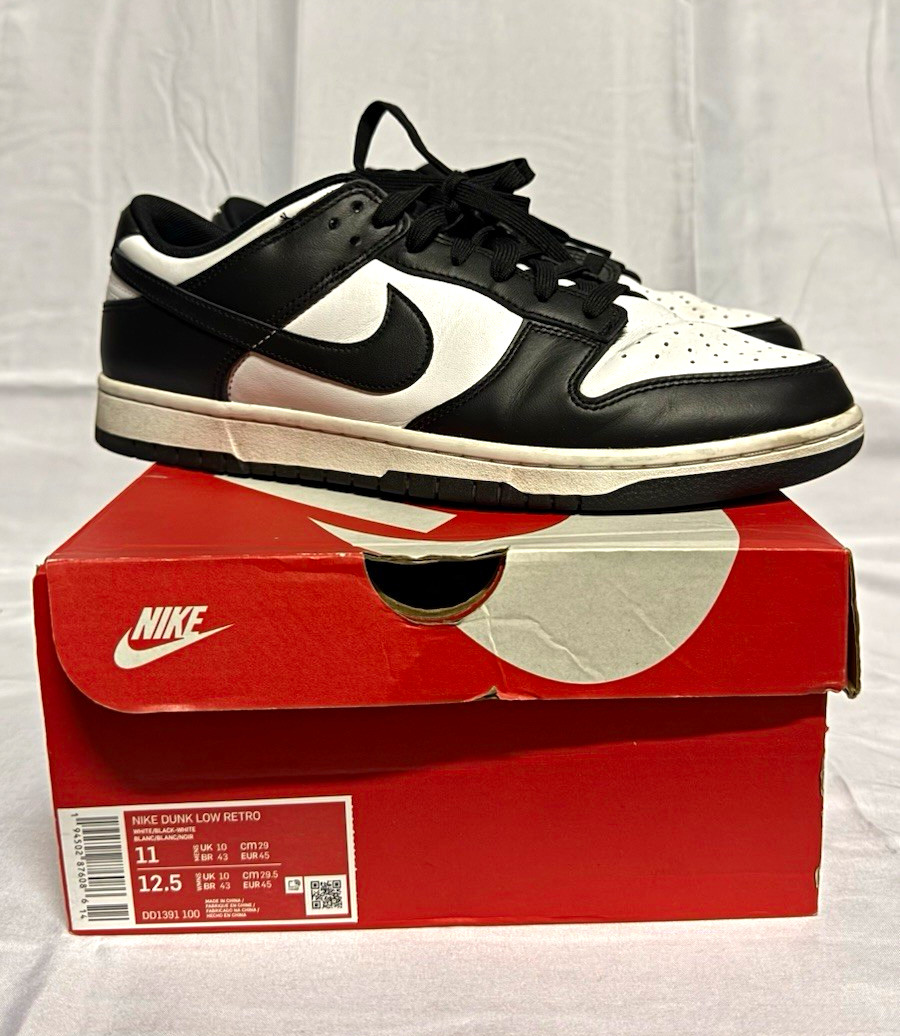Nike Dunk Low Retro Men's Low Top Lace-Up Sneakers Black/White DD1391-100