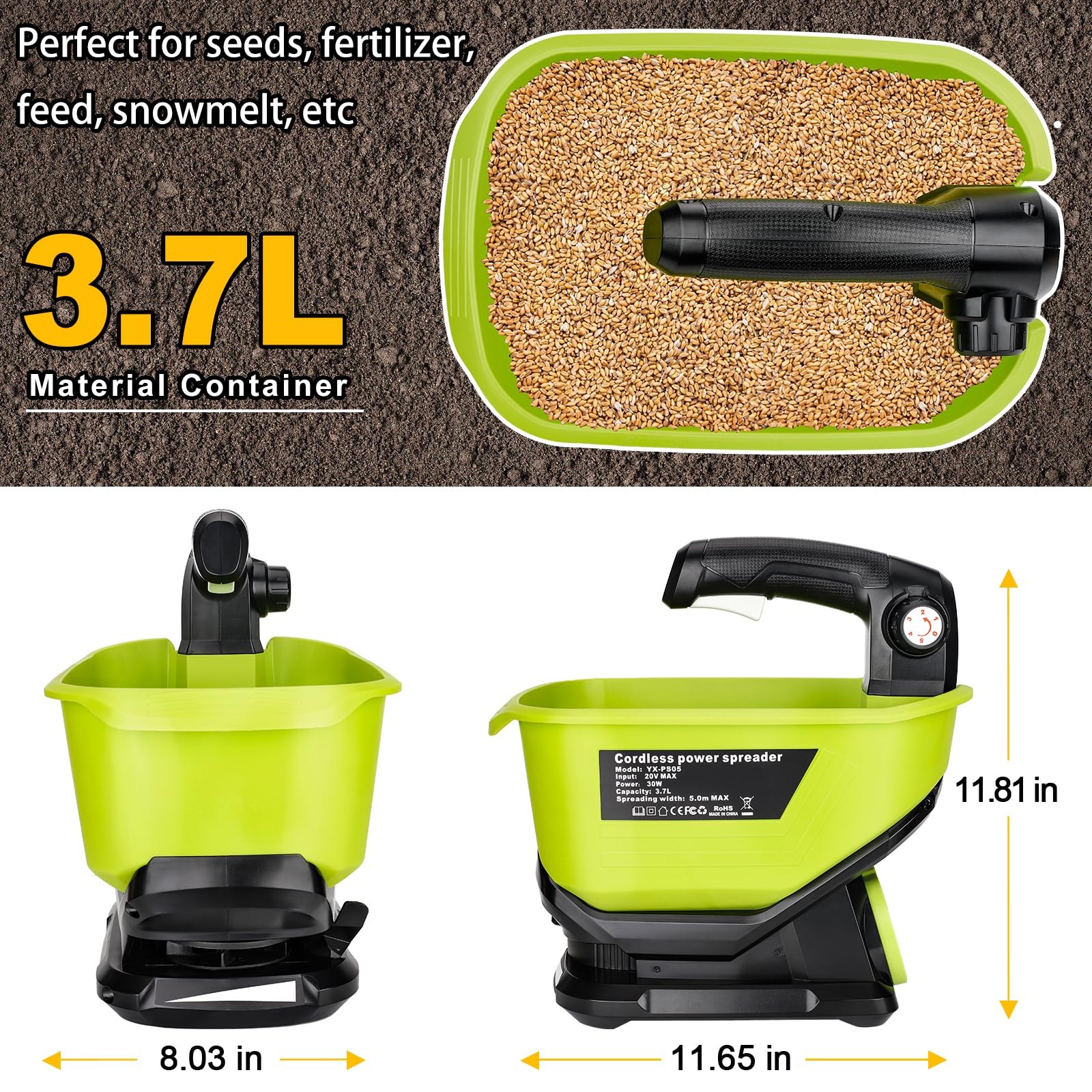 Handheld Power Spreader for Ryobi 18V Battery, Portable Electric Spreader for...