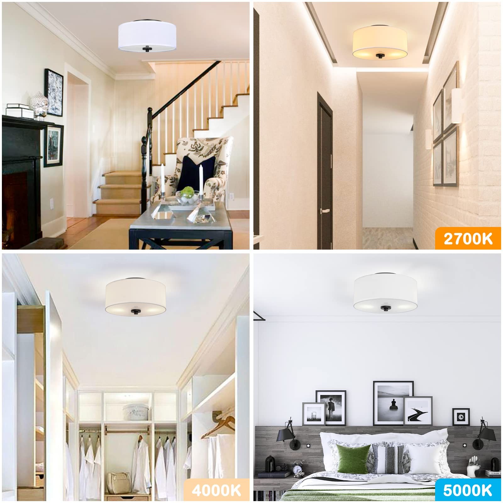 Lodstob 2-Light Flush Mount Ceiling Light Fixture, 12” Modern 12 inch, White