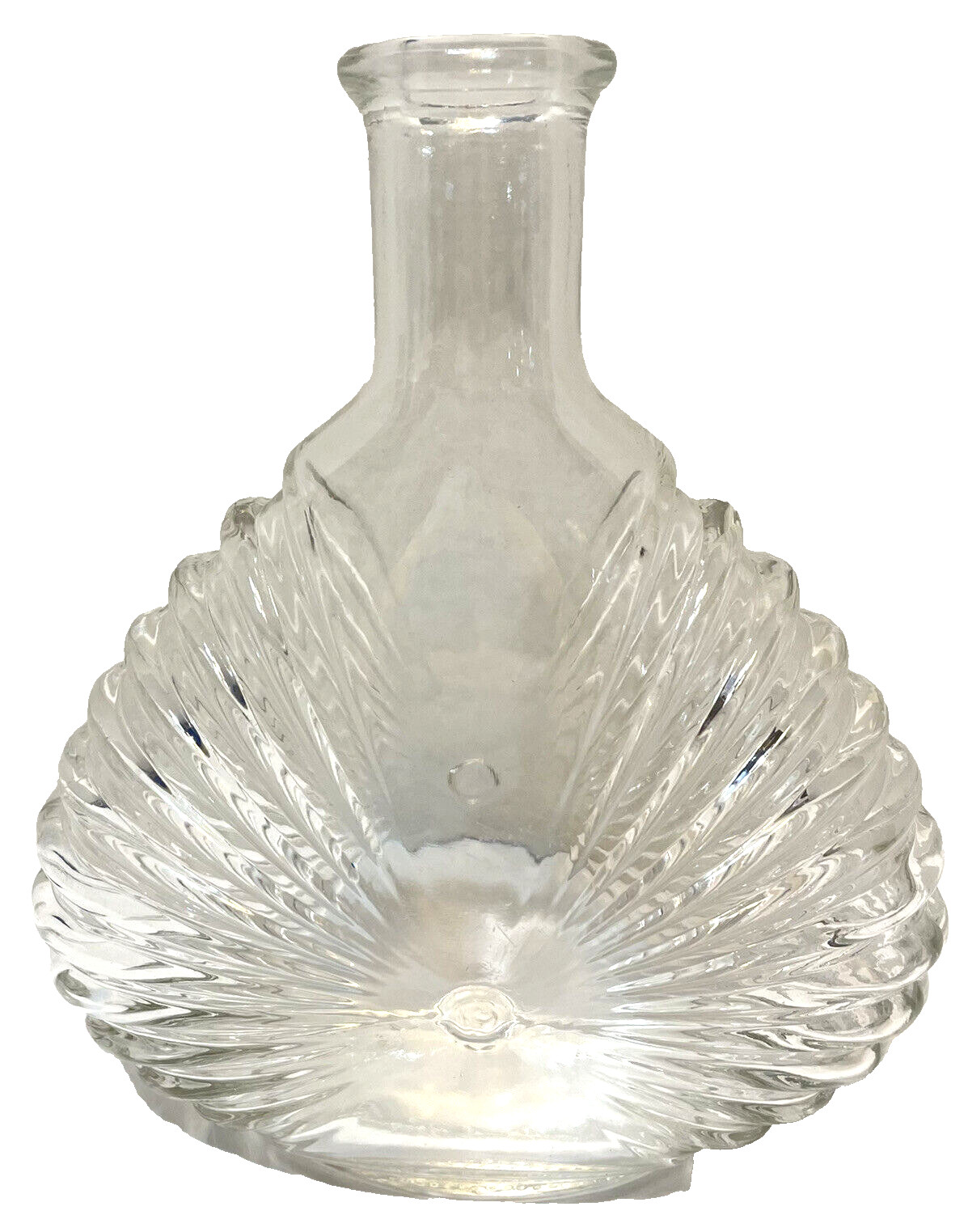 Vintage Retro Clear Glass Bottle Decanter or Vase 70s 80s No Lid 7.75 x 6.5 inch