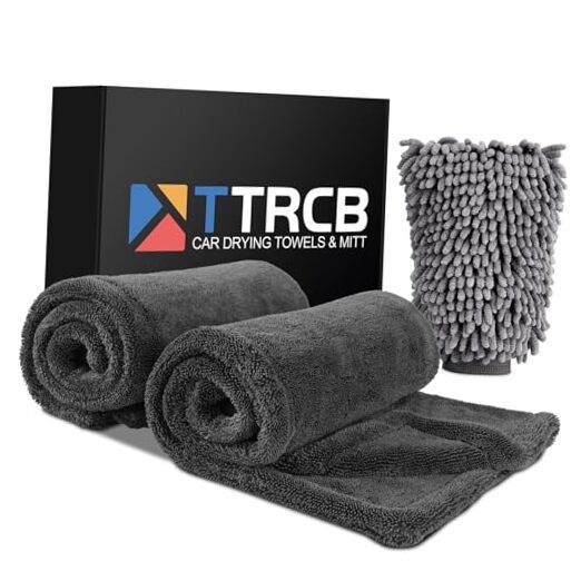 2 Pack Car Drying Towel, Microfiber Towels for Cars 36" x 24" & 36" x 24" Black
