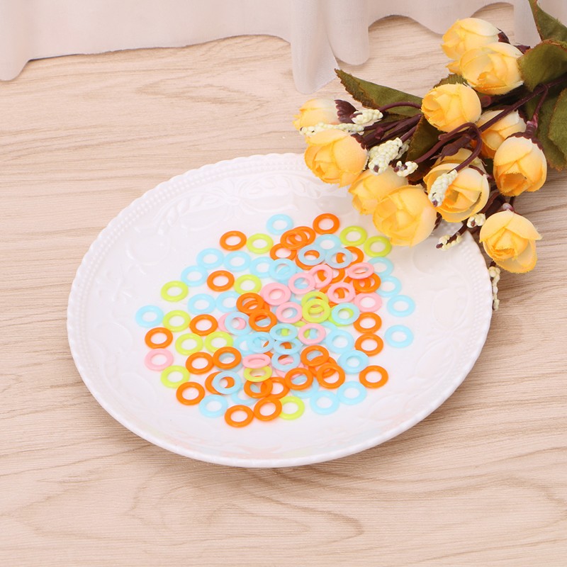 100Pcs DIY Crochet Ring Circle Hook Plastic Craft Tool for Handbag Car for Seat