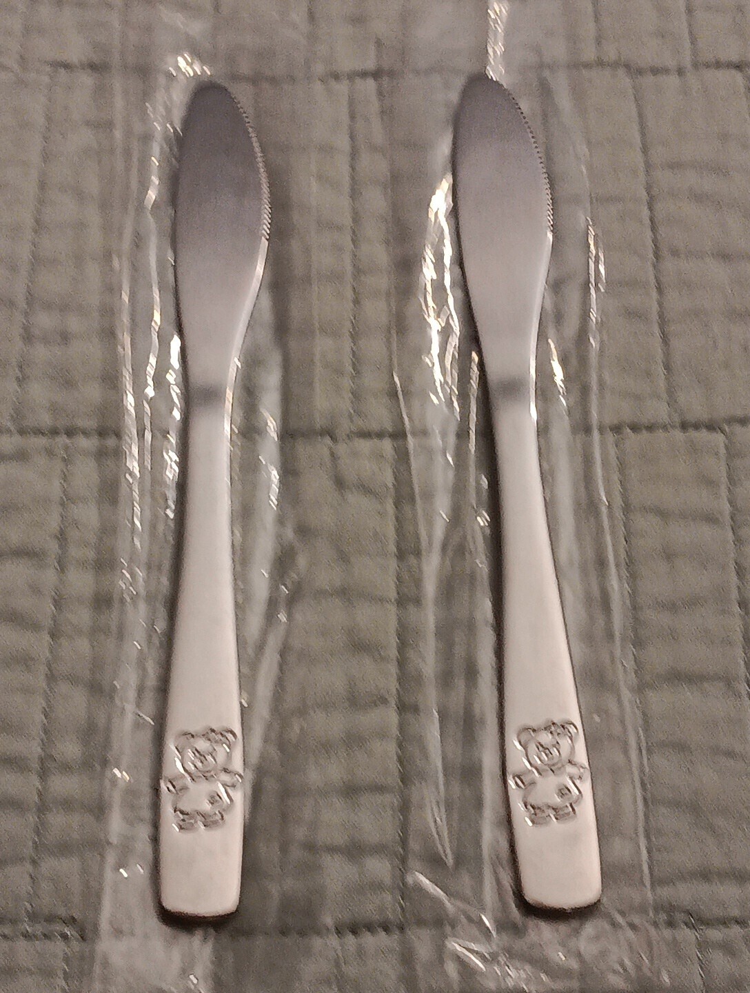 NEW Lot Of 2 Youth 6 5/8" Stainless Bear Dinner Knife Child Flatware