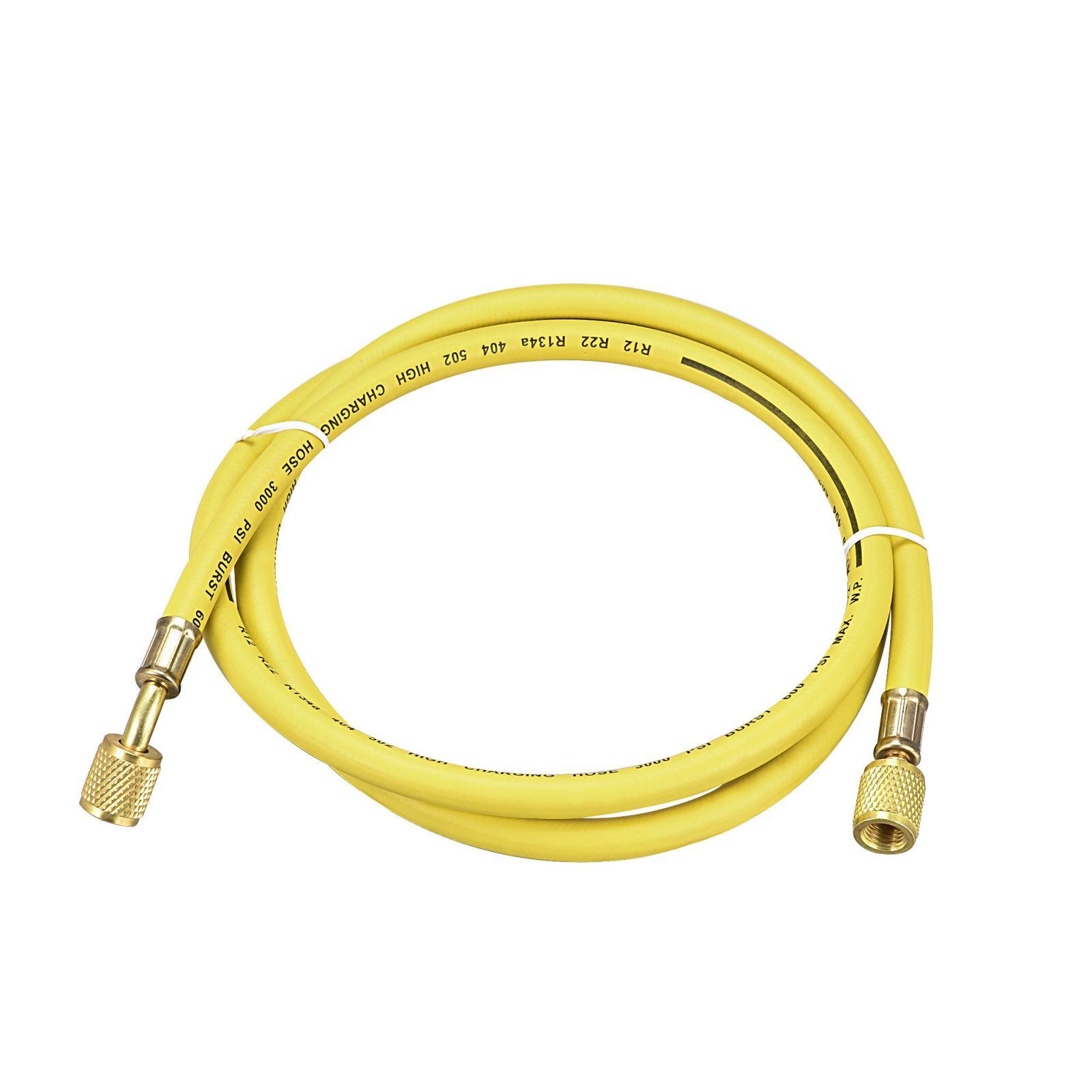 Charging Hose Tube 1.5M Length 1/4 SAE Thread 600Psi for AC Refrigeration Yellow