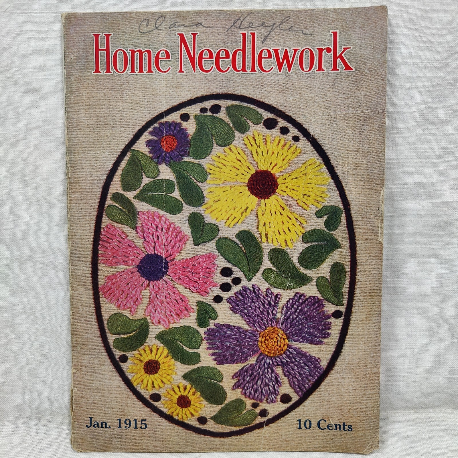 Rare 1915 Antique Home Needlework Floral Hand Embroidery needlepoint Patterns