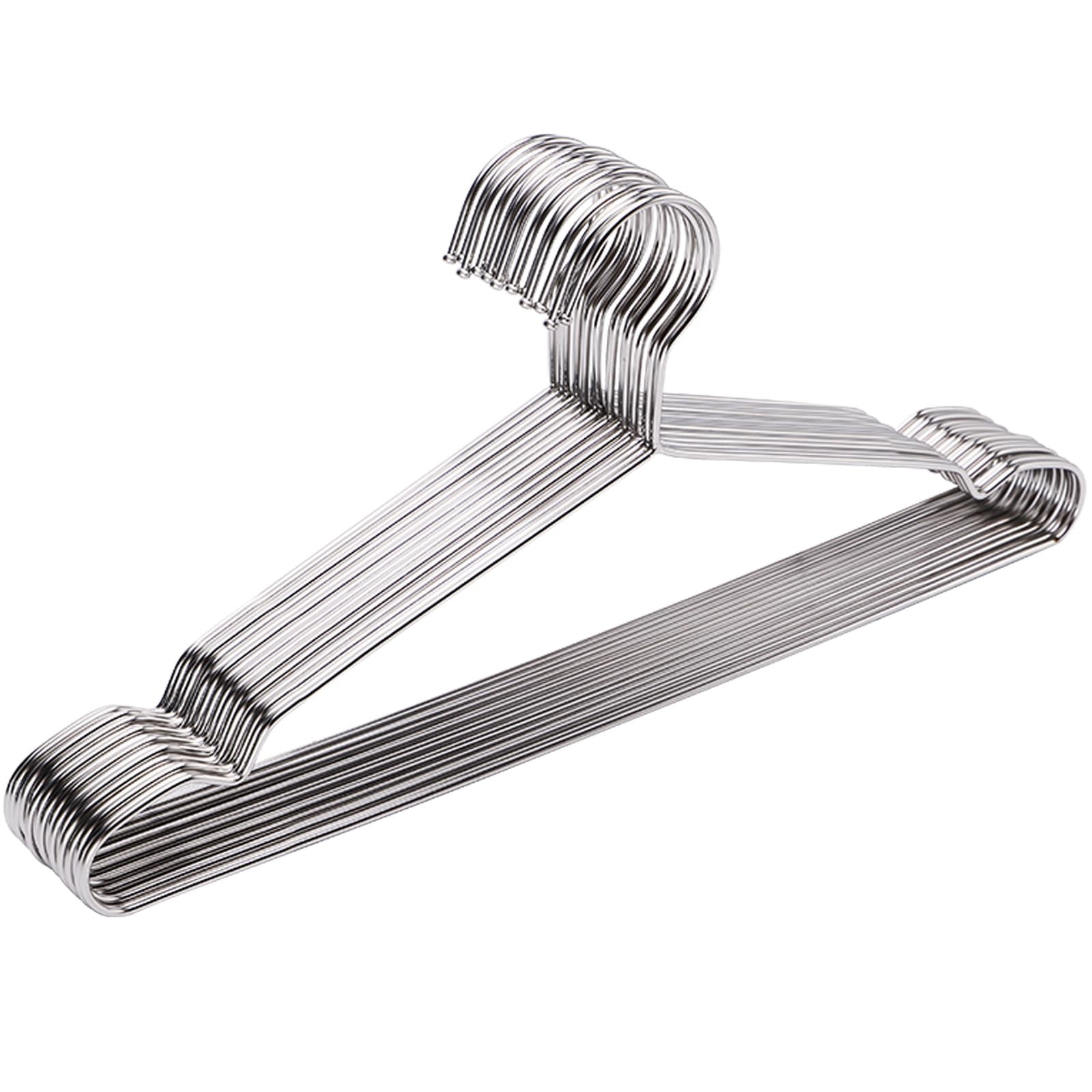 Hangers 10 Pack Clothes Hanger Strong Heavy Duty Stainless Steel Metal Ultra ...