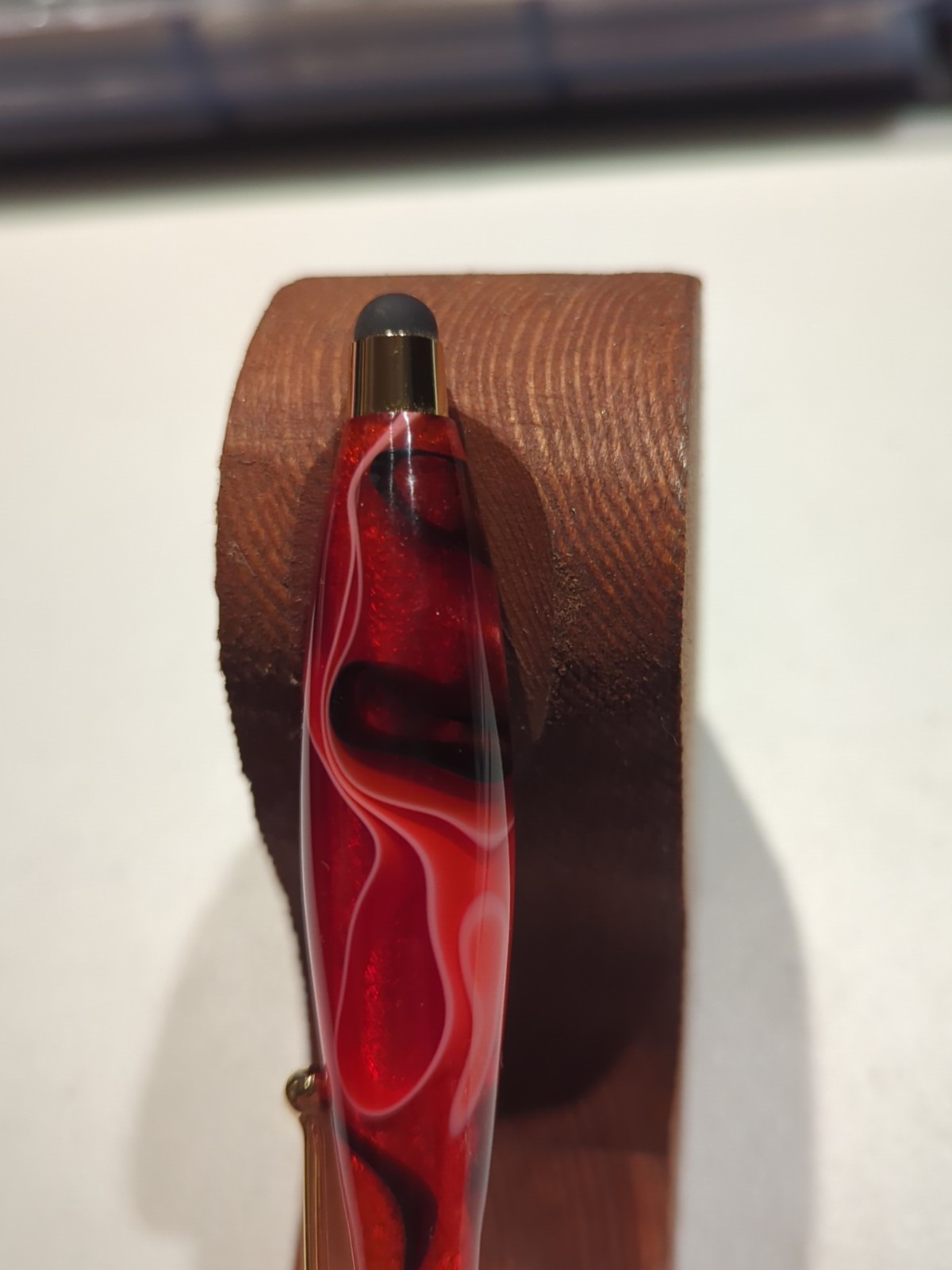 Handmade Acrylic Stylus Red With Gold Trim