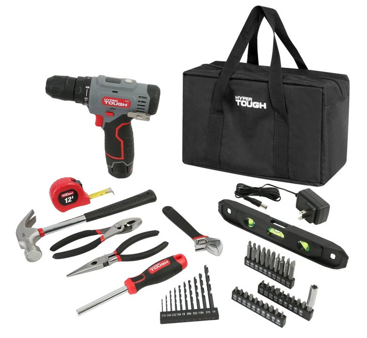 Hyper Tough 12V Max Cordless 3/8-inch Drill Driver 50-Piece Project Kit with 1.5