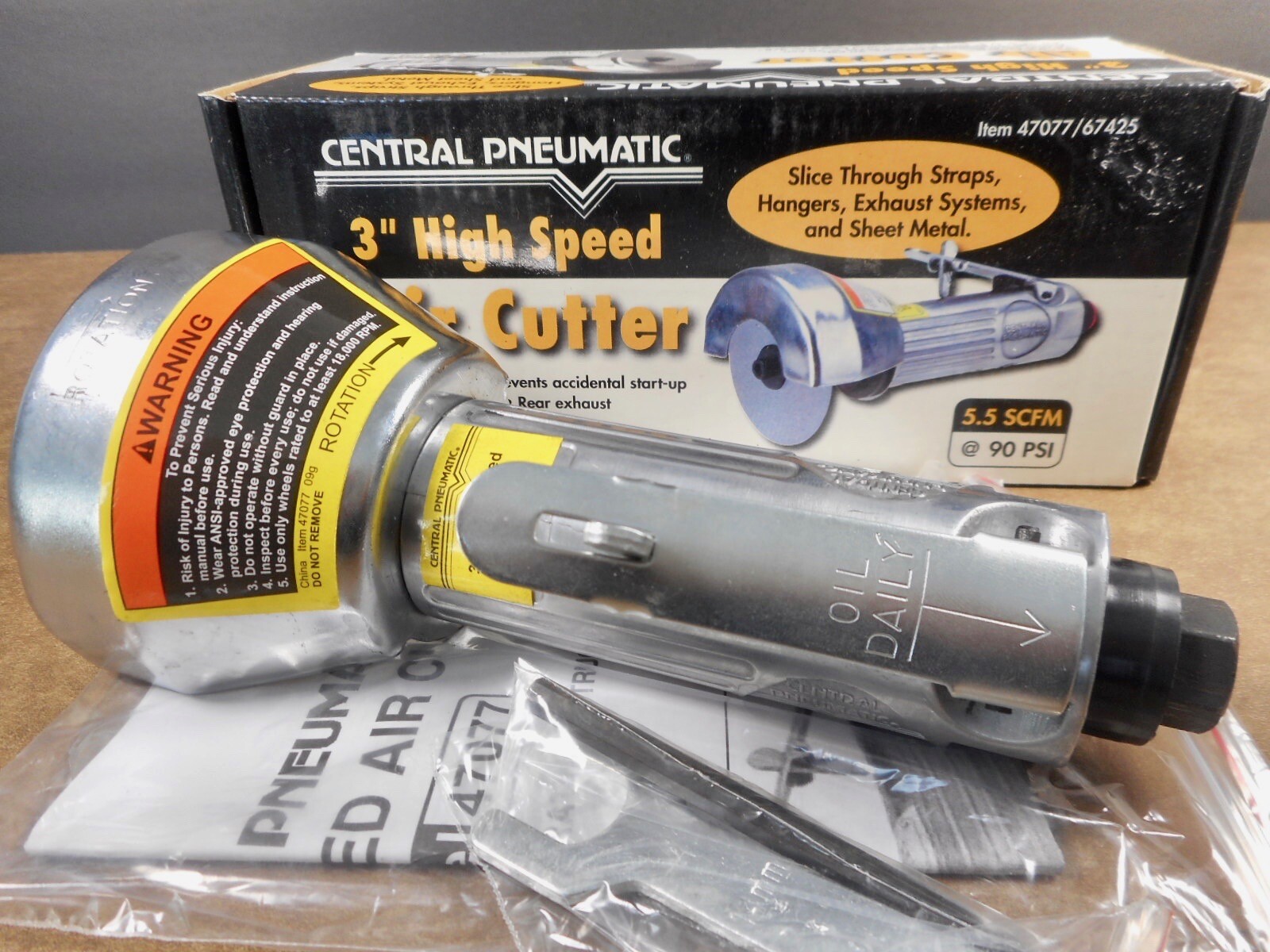 NEW CENTRAL PNEUMATIC 3" HIGH SPEED AIR CUTTER 90 PSI