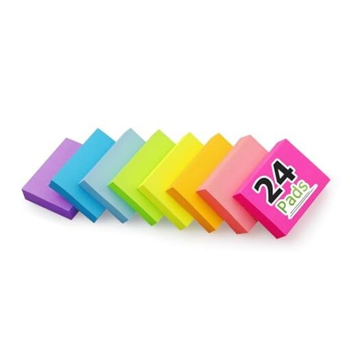Pads Sticky Notes 1.5x2 inch Bright Colors Self-Stick Pads Total 1920 Sheets 24