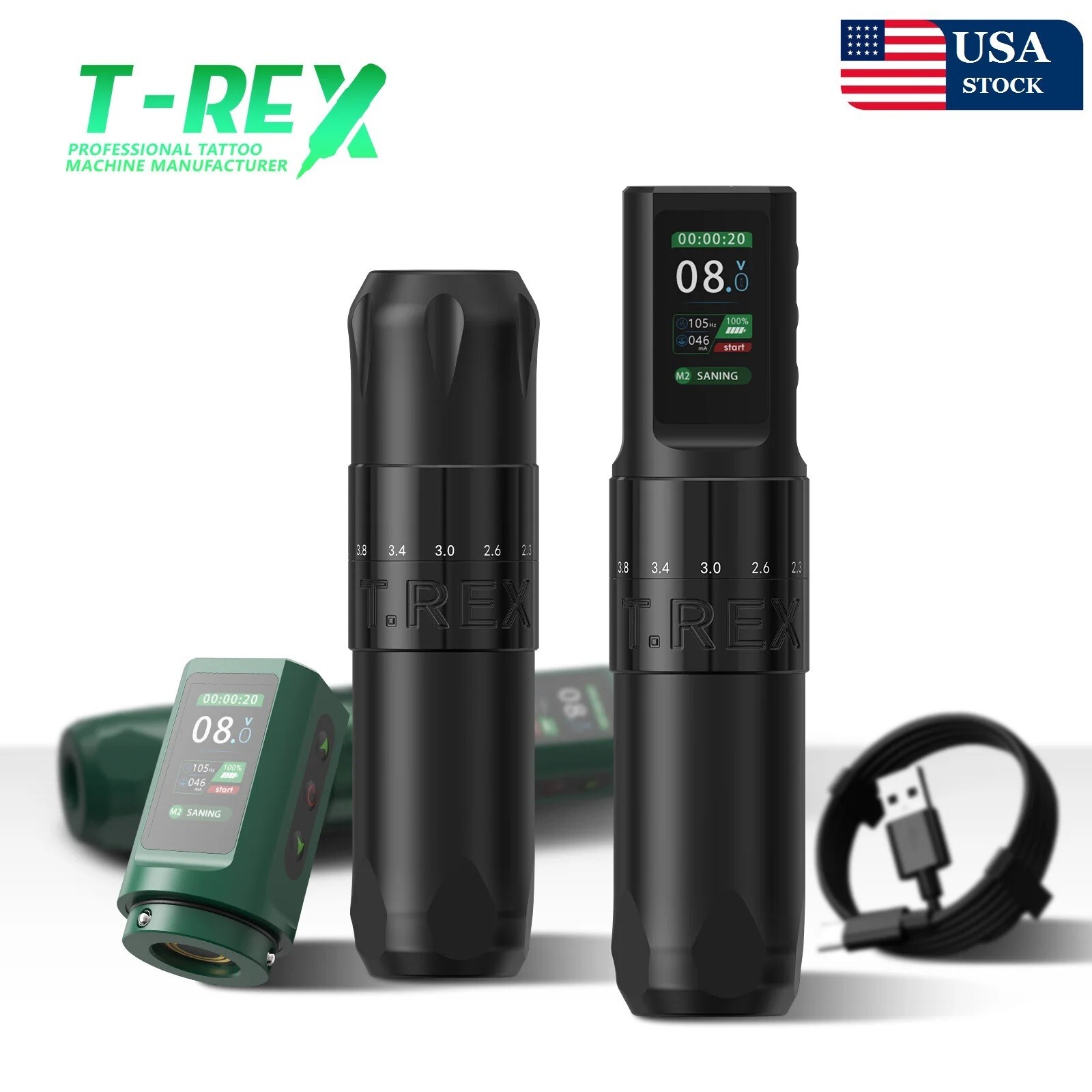 Wireless Tattoo Machine Adjustable 7-Level Stroke 1600mAh Power Supply Wireless