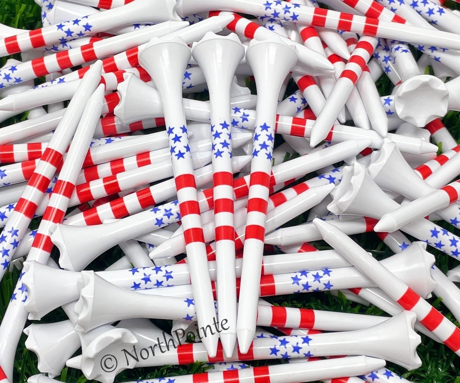 Made In USA Golf Tees 3 ¼” USA Stars & Stripes American Flag 100 Ct Bulk NEW