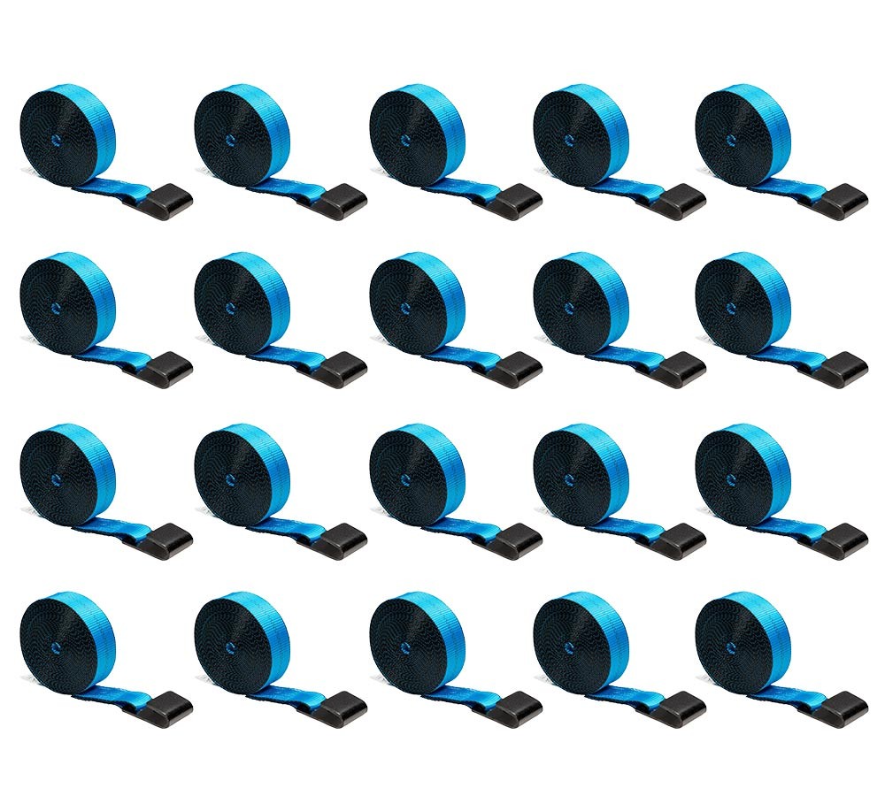 20Pcs 2" x 30' Heavy Duty Blue Winch Straps Tie Down w/Flat Hook WLL# 3,333 lbs