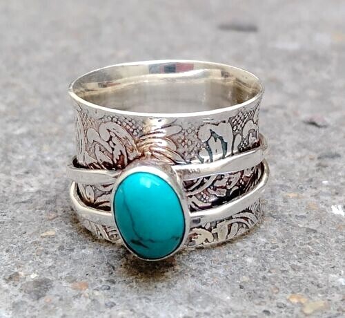 Turquoise Spinner Ring 925 Sterling Silver Handmade Spinner Silver Spinner Ring