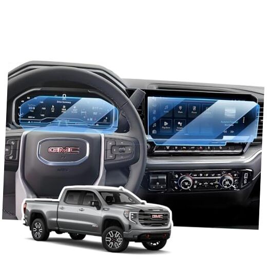 3PCS Screen Protector for 2022 Sierra HD(12.3"Dash+13.4"Navi)-Irregular Edge